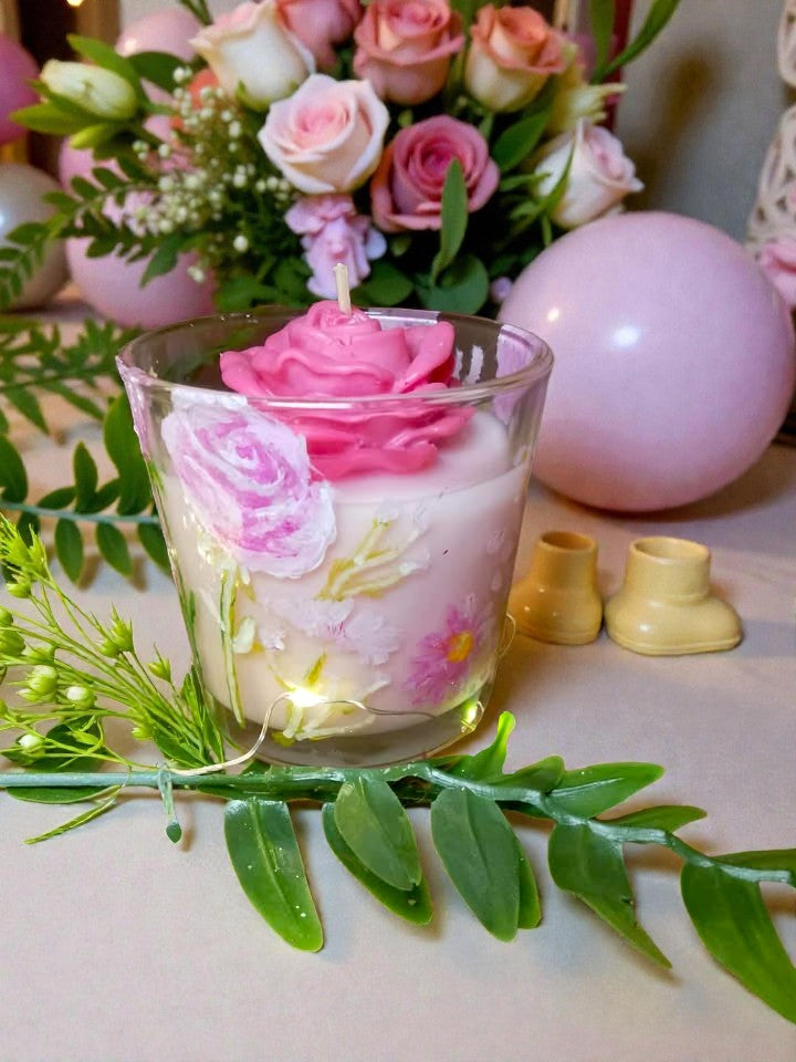 Świeca w szkle - ręcznie malowanym